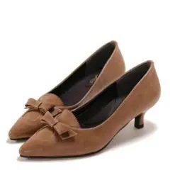 SESTOキャメルリボン付きパンプス 低めヒール現在販売中の商品をお安く！