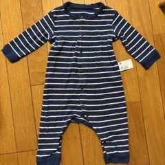 ロンパース・カバーオール ネイビーとホワイトストライプ　UNIQLO