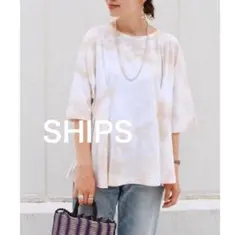 【美品】SHIPSシップス　2トーンタイダイタックプルオーバートップス　Tシャツのサムネイル
