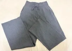 ウォッシャブル　リブニットパンツ　ダークグレーXL
