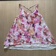 花柄ノースリーブ キャミワンピ チュニック平成ギャル