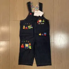 新品タグ付き　ミキハウス　汽車ぽっぽ オーバーオール デニム 80cm