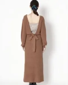 【新品】Lily Brown バックレースニットワンピース