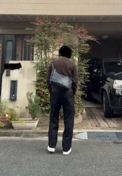 Vintage ブラック　レザー　ショルダーバッグ