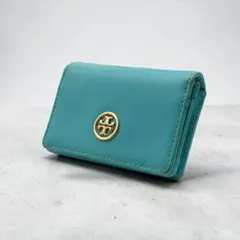 TORY BURCH トリーバーチ 名刺入れ ライトブルー レザー ゴールド金具
