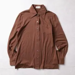 vintage 長袖シャツ PierreCardin 茶 ウール100% Mのサムネイル