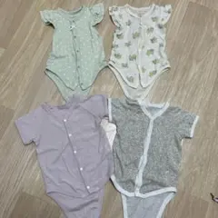 70 ロンパース　花柄　ピンク　ドット　グリーン　フリル　4枚　春夏　女の子