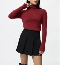 メリノリブタートルネックセーター　ユニクロ　UNIQLO ボルドー