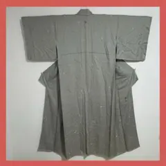 正絹 色無地風 袷 一つ紋 略礼装 グレー 上品 着物 中古 美品 状態良好