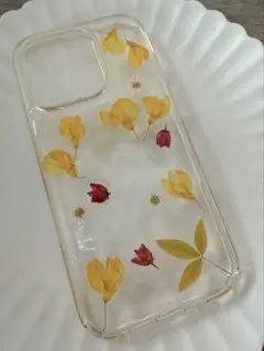 ハンドメイド 押し花デザイン iPhone16pro専用ケース