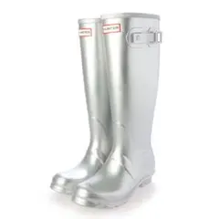 HUNTER　レインブーツ　ロングブーツ　シルバー　silver 23.5