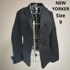 【人気☆NEWYORKER】黒　オシャレ　3つボタンジャケット　サイズ9R