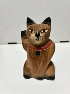 招き猫 木彫り 置物