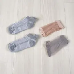 靴下 ショートソックス 2足 / シースルーソックス ベージュ グレー