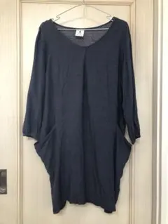 ニコアンド　ソレイアード柄ワンピース　チュニック　ネイビー