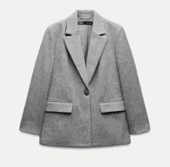 美品ZARA ザラ ヘリンボーンウールブレンドブレザー ジャケット XS 24