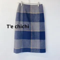 テチチ　スカート　チェック柄　ネイビー　S