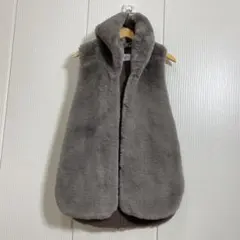 未使用 LUGER ルガー エコムートン フード付き ファー ロングベスト ジレ