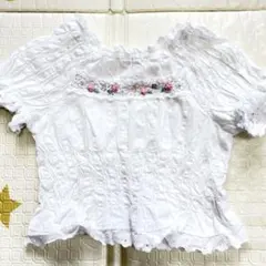 ホワイトコットンフリルトップス メゾピアノ mezzo piano