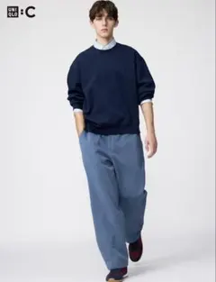 UNIQLO スウェットワイドパンツ M ブルー