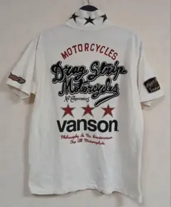 VANSON バンソン パッチ付き ドラッグストリップ ポロシャツ Lサイズのサムネイル