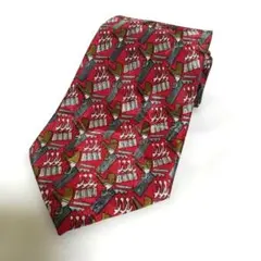 VICINI 100% SILK ネクタイ 赤　イタリア　美品のサムネイル