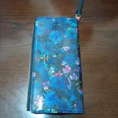 美品 LANVIN en Bleu L字ファスナー 花柄長財布
