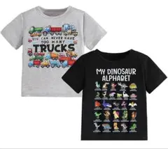 2枚セット キッズ Tシャツ 幼児 男の子 恐竜 Tシャツ 半袖 トップス 夏服