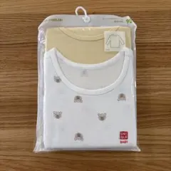 ユニクロ　コットンフライスインナー 長袖　90 ベビー　くま　イエロー