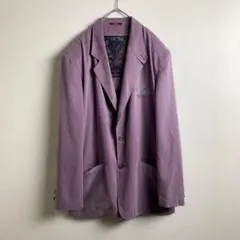 ジャケット　くすみパープル　あずき色　刺繍　おしゃれ　カジュアル　古着