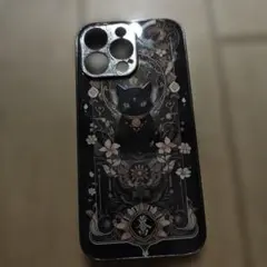 iPhone 16 pro max用ケース 黒猫アートデザイン