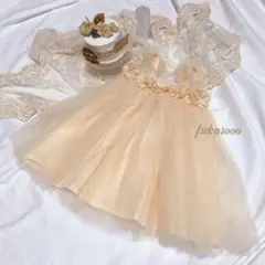 ベビードレス　チュールワンピース　女の子　誕生日1歳　70〜80結婚式　衣装　花