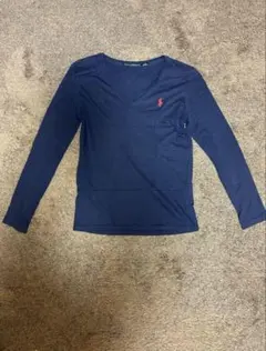 Ralph Lauren Sport ネイビー Vネック長袖Tシャツ