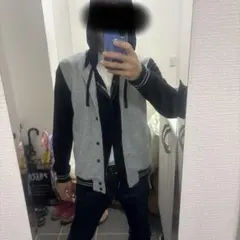 短丈　H&M スタジャン グレー/ブラック S スウェット 生地