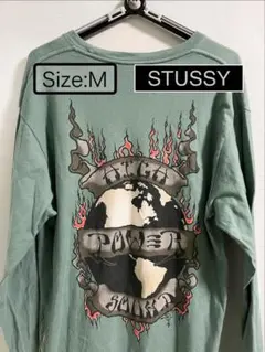 STUSSY 地球と炎のグラフィック Mサイズ　長袖