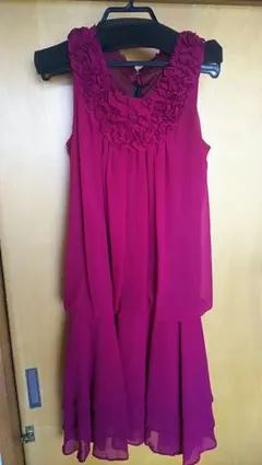 ru☆パーティドレス☆ワンピース☆ワイン☆ペチコート付☆Sサイズ相当☆美品