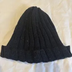CA4LA 黒いリブ編みビーニー帽子 リネン