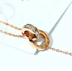 ダブルリング ローマ数字 アンクレット ブレスレット ネックレス ピンクゴールド