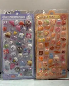 ボンボンドロップシール ぷくぷく 平成レトロ 動物 食べ物 4枚セット