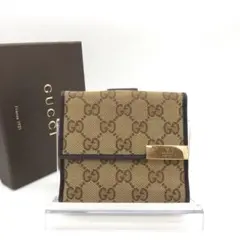 GUCCI 二つ折り財布 ブラウン ゴールド金具 - メルカリ