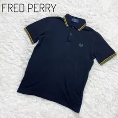 フレッドペリー　M12 英国製　オレンジ　ミドリ　38 ロゴ刺繍　半袖ポロ　1