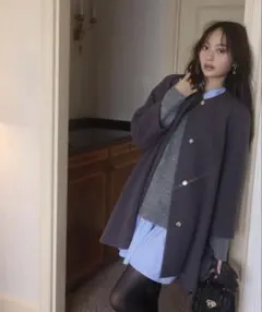 イレヘムミドル丈コート　ダークグレー