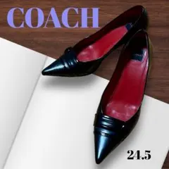 COACH 黒 ポインテッドトゥ ハイヒール 24.5cm