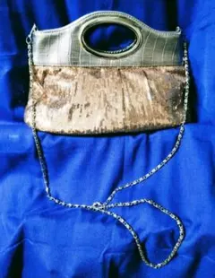 最終価格✨銀クロコダイル＆スパンコール✨2WAY ショルダー クラッチバッグ✨