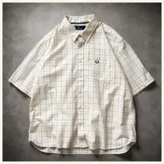 FRED PERRY 半袖チェックシャツ XL刺繍口ゴ ボタンダウン コットンのサムネイル