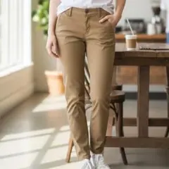 ユニクロ UNIQLO カジュアルパンツ L ベージュ スリムフィット 汚れあり