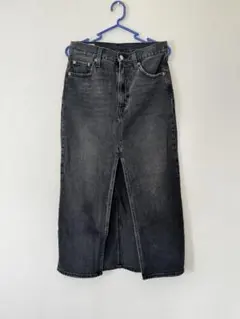 Levi'spremiumブラックデニムロングスカートスリットリーバイス美品27のサムネイル