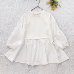 ピッチン　異素材チュニックブラウス　M 白　ゆったり　体型カバー　フェミニンのサムネイル