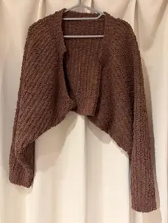 ブラウン ショート丈 ボレロ カーディガン　台湾ブランド　Queenshop