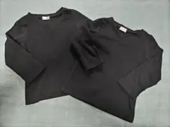 Vネック長袖 Tシャツ 95　黒　２枚組　双子　生活発表会【値下げ】